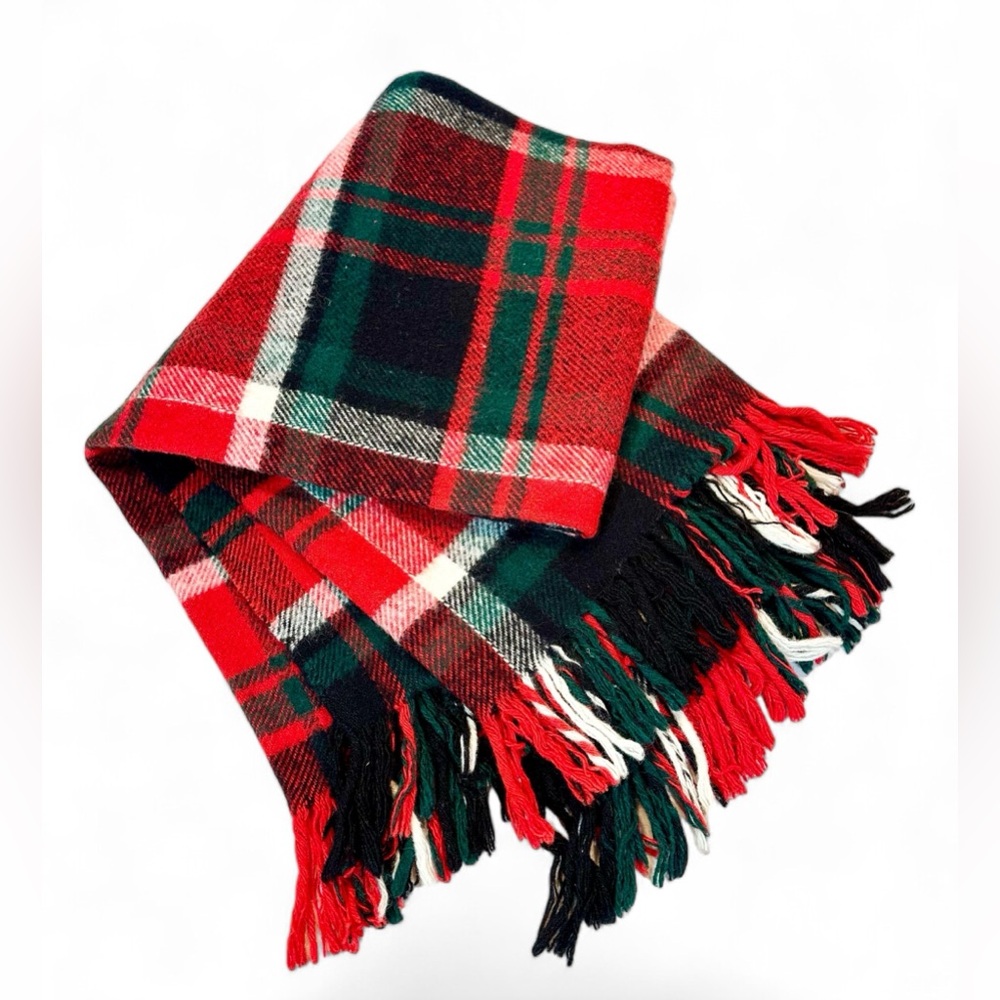 TROY Leisure Blanket PLAID Red & Green Lap/StadiumBlanket Acrylic USA